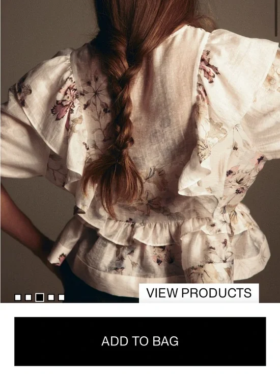 LINEN-BLEND PEPLUM TOP (worn only in a photo shoot). - Picture 3 of 16